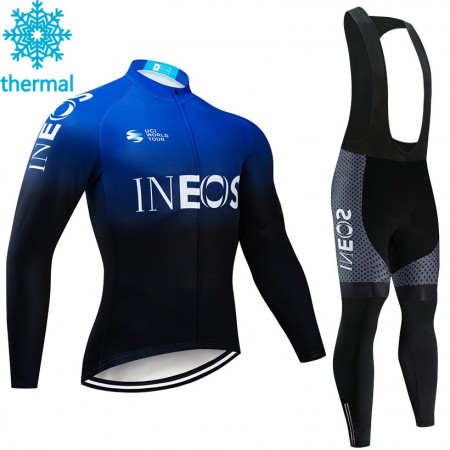 Tenue Maillot M/L + Collant à Bretelles 2019 TEAM INEOS Hiver Thermal Fleece N002